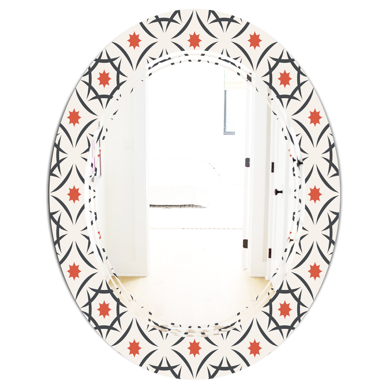 Abstract Retro Design V - Modern Round or Oval Wall Mirror - Triple C