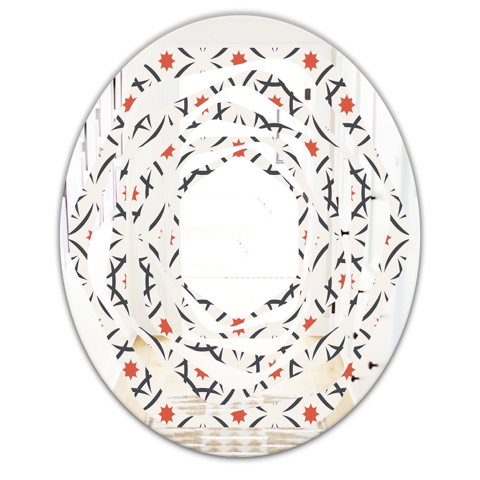 Abstract Retro Design V - Modern Round or Oval Wall Mirror - Whirl