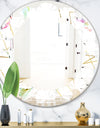 Orange Rose Flower Retro Pattern - Modern Round or Oval Wall Mirror - Leaves