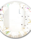 Orange Rose Flower Retro Pattern - Modern Round or Oval Wall Mirror - Leaves