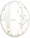 Orange Rose Flower Retro Pattern - Modern Round or Oval Wall Mirror - Leaves