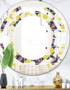 retro pattern in mosaic style - Modern Round or Oval Wall Mirror - Space