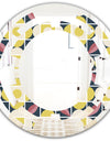 retro pattern in mosaic style - Modern Round or Oval Wall Mirror - Space