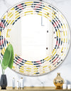 retro pattern in mosaic style - Modern Round or Oval Wall Mirror - Wave