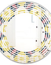 retro pattern in mosaic style - Modern Round or Oval Wall Mirror - Wave