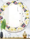 retro pattern in mosaic style - Modern Round or Oval Wall Mirror - Leaves