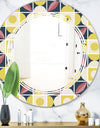 retro pattern in mosaic style - Modern Round or Oval Wall Mirror - Triple C
