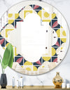 retro pattern in mosaic style - Modern Round or Oval Wall Mirror - Quatrefoil
