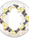 retro pattern in mosaic style - Modern Round or Oval Wall Mirror - Quatrefoil