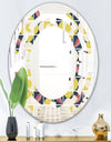 retro pattern in mosaic style - Modern Round or Oval Wall Mirror - Space