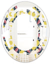 retro pattern in mosaic style - Modern Round or Oval Wall Mirror - Space