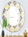 retro pattern in mosaic style - Modern Round or Oval Wall Mirror - Wave