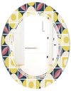 retro pattern in mosaic style - Modern Round or Oval Wall Mirror - Triple C