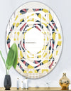 retro pattern in mosaic style - Modern Round or Oval Wall Mirror - Whirl