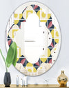 retro pattern in mosaic style - Modern Round or Oval Wall Mirror - Quatrefoil