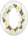 retro pattern in mosaic style - Modern Round or Oval Wall Mirror - Quatrefoil