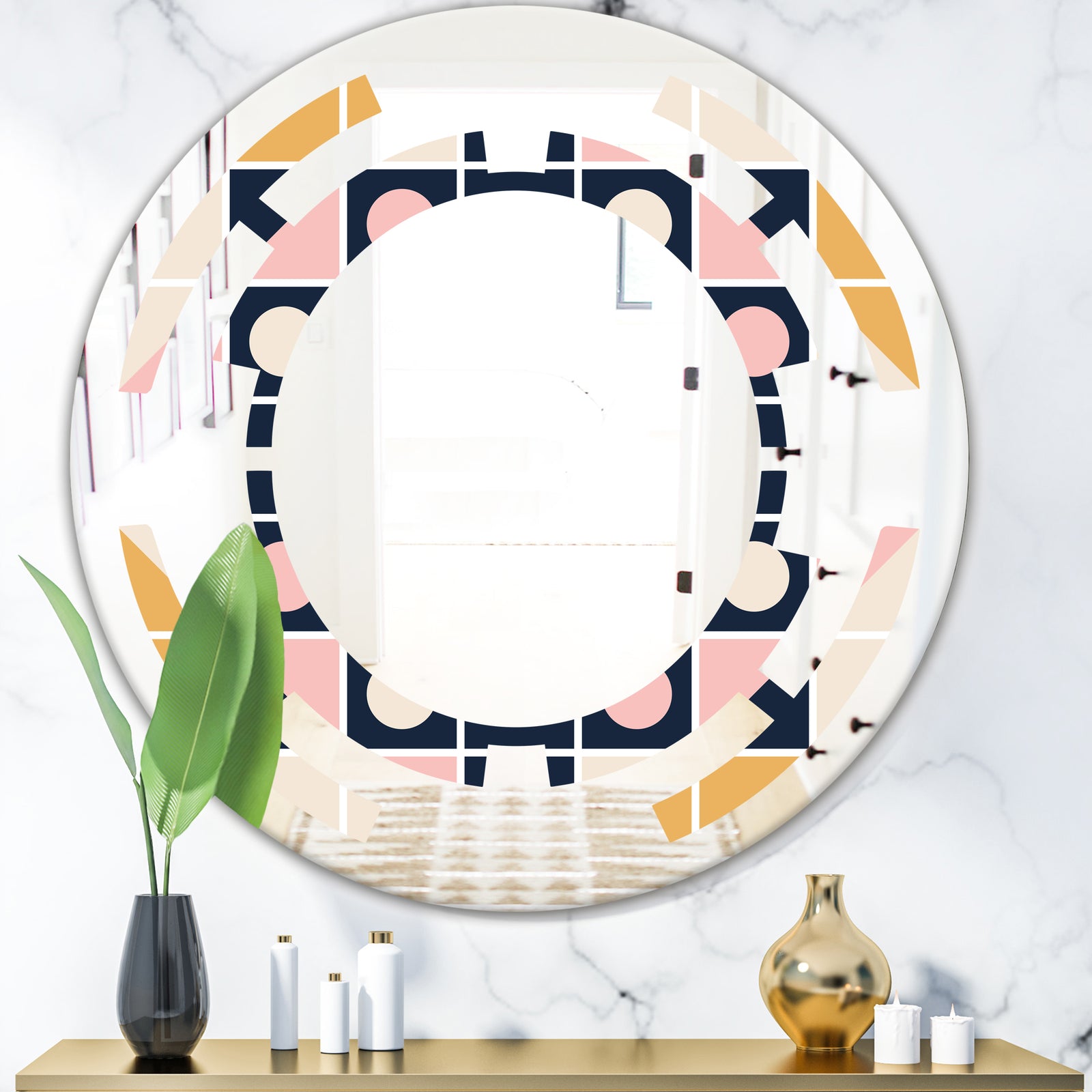 Geometrical Retro Design I - Modern Round or Oval Wall Mirror - Space