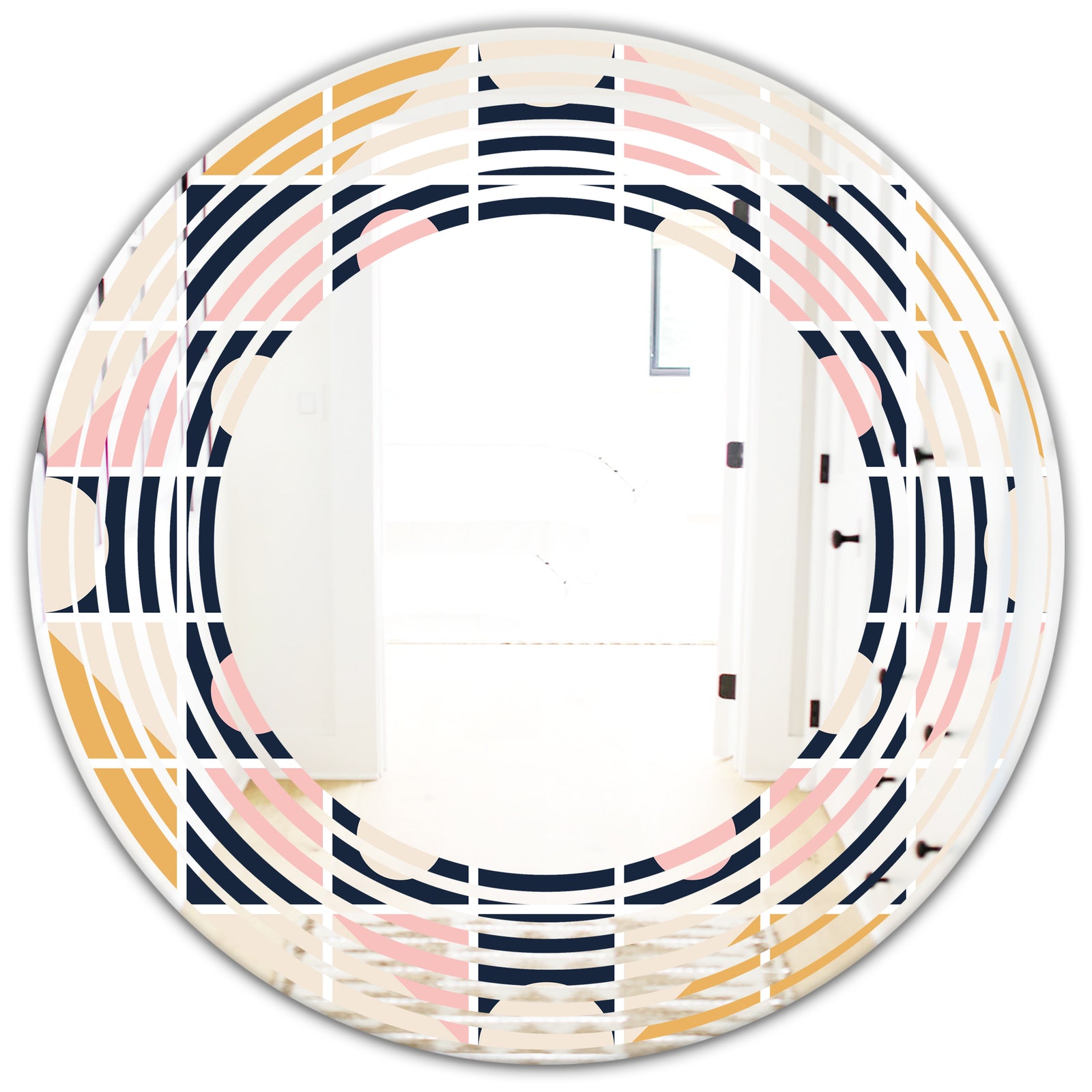Geometrical Retro Design I - Modern Round or Oval Wall Mirror - Wave