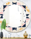 Geometrical Retro Design I - Modern Round or Oval Wall Mirror - Leaves