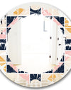 Geometrical Retro Design I - Modern Round or Oval Wall Mirror - Leaves
