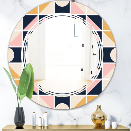 Geometrical Retro Design I - Modern Round or Oval Wall Mirror - Triple C