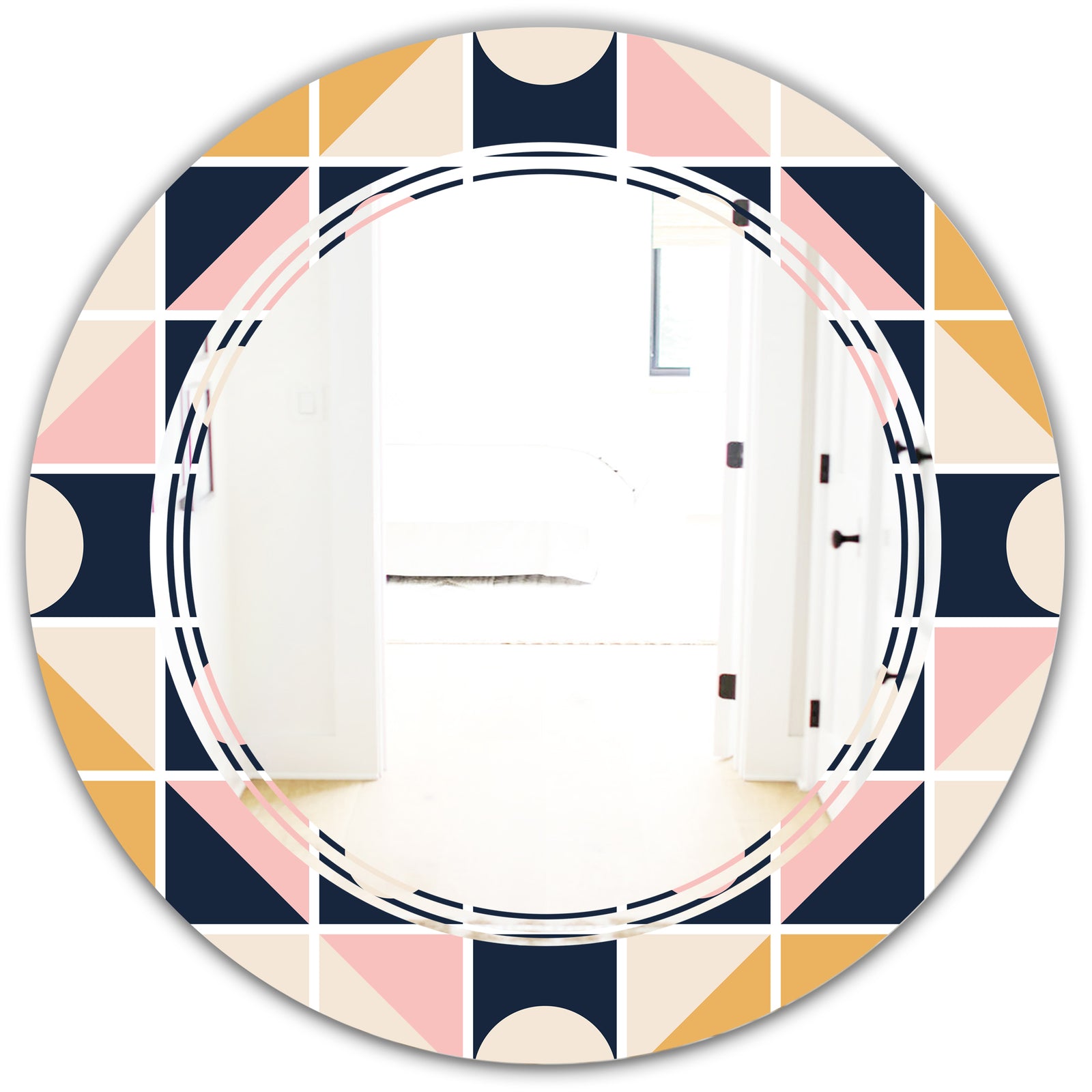 Geometrical Retro Design I - Modern Round or Oval Wall Mirror - Triple C