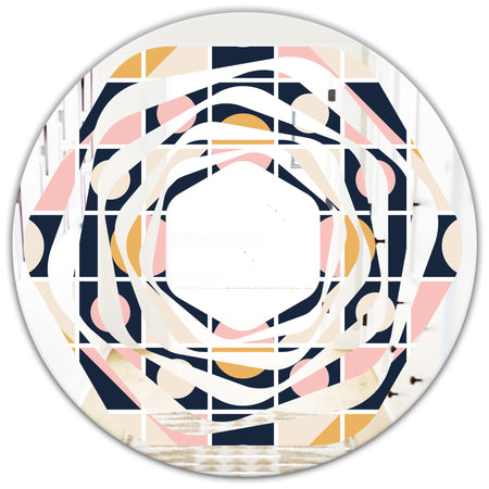 Geometrical Retro Design I - Modern Round or Oval Wall Mirror - Whirl