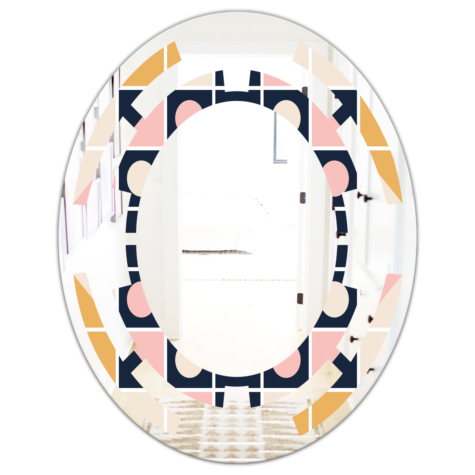 Geometrical Retro Design I - Modern Round or Oval Wall Mirror - Space