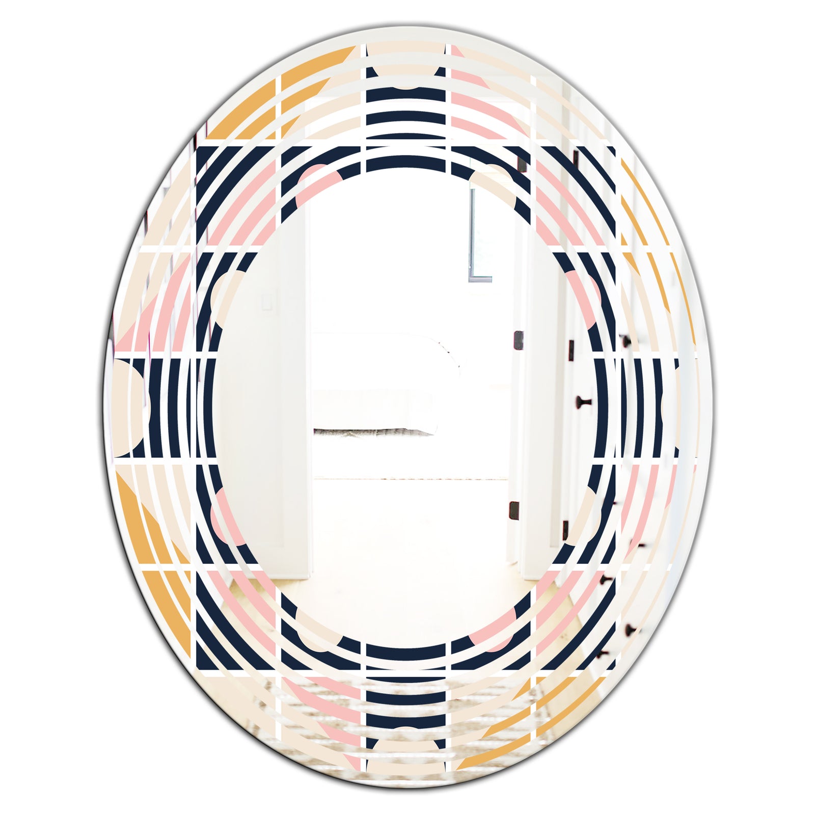 Geometrical Retro Design I - Modern Round or Oval Wall Mirror - Wave