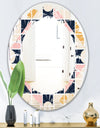 Geometrical Retro Design I - Modern Round or Oval Wall Mirror - Leaves