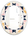Geometrical Retro Design I - Modern Round or Oval Wall Mirror - Leaves