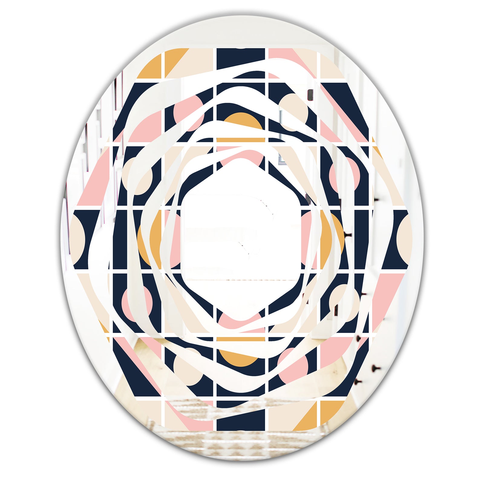 Geometrical Retro Design I - Modern Round or Oval Wall Mirror - Whirl