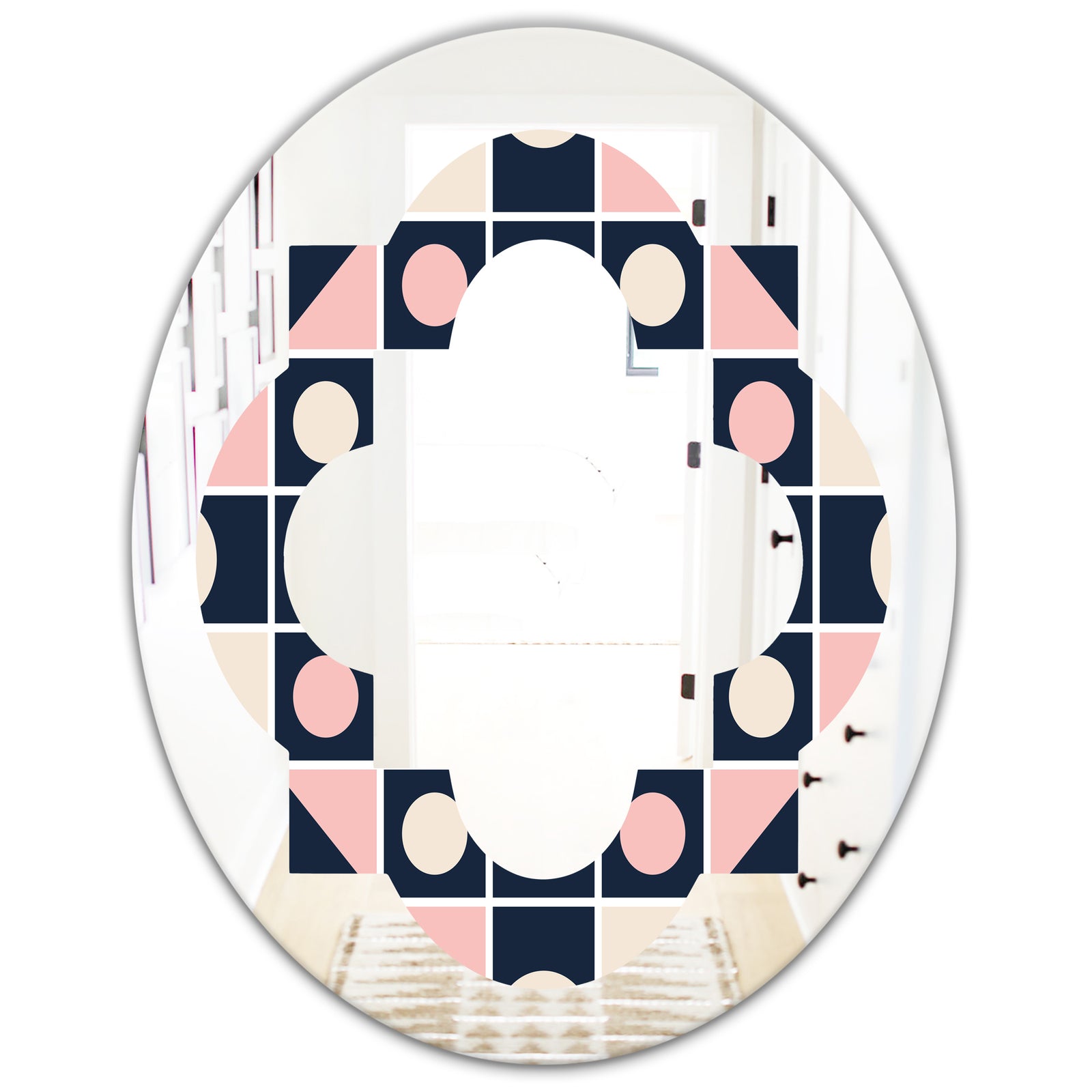 Geometrical Retro Design I - Modern Round or Oval Wall Mirror - Quatrefoil