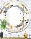 Retro Luxury Waves In Gold and Blue VI - Modern Round or Oval Wall Mirror - Space