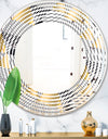 Retro Luxury Waves In Gold and Blue VI - Modern Round or Oval Wall Mirror - Wave