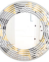 Retro Luxury Waves In Gold and Blue VI - Modern Round or Oval Wall Mirror - Wave