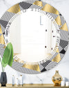 Retro Luxury Waves In Gold and Blue VI - Modern Round or Oval Wall Mirror - Triple C