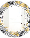 Retro Luxury Waves In Gold and Blue VI - Modern Round or Oval Wall Mirror - Triple C