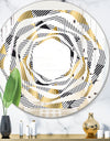 Retro Luxury Waves In Gold and Blue VI - Modern Round or Oval Wall Mirror - Whirl