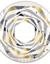 Retro Luxury Waves In Gold and Blue VI - Modern Round or Oval Wall Mirror - Whirl