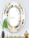 Retro Luxury Waves In Gold and Blue VI - Modern Round or Oval Wall Mirror - Space
