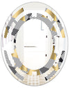 Retro Luxury Waves In Gold and Blue VI - Modern Round or Oval Wall Mirror - Space
