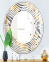 Retro Luxury Waves In Gold and Blue VI - Modern Round or Oval Wall Mirror - Wave