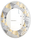 Retro Luxury Waves In Gold and Blue VI - Modern Round or Oval Wall Mirror - Wave