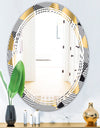 Retro Luxury Waves In Gold and Blue VI - Modern Round or Oval Wall Mirror - Triple C