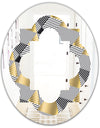 Retro Luxury Waves In Gold and Blue VI - Modern Round or Oval Wall Mirror - Quatrefoil