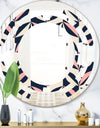 Floral Retro Botanical Pattern III - Modern Round or Oval Wall Mirror - Space