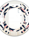 Floral Retro Botanical Pattern III - Modern Round or Oval Wall Mirror - Space