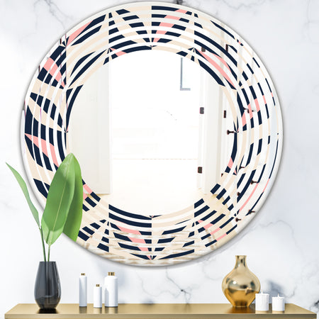 Floral Retro Botanical Pattern III - Modern Round or Oval Wall Mirror - Wave