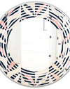 Floral Retro Botanical Pattern III - Modern Round or Oval Wall Mirror - Wave